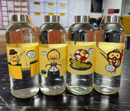 Reusable glass water bottles at The Everly Putrajaya